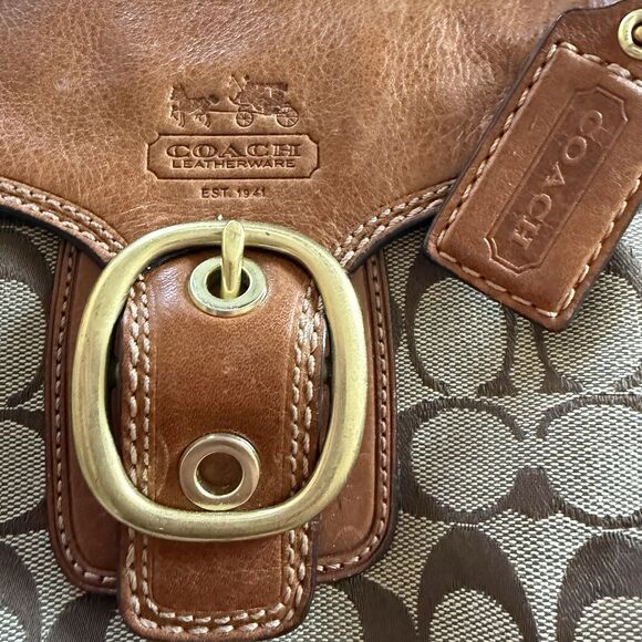 Y2K Coach Handbag No F0773-11441 Great CONDITION. SEE PICTURES!! Brown 10” X 7” - Picture 4 of 13